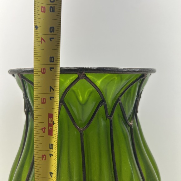 Vintage Art Nouveau Style Green Glass Ribbed Tulip Planter/candle Holder main image 0